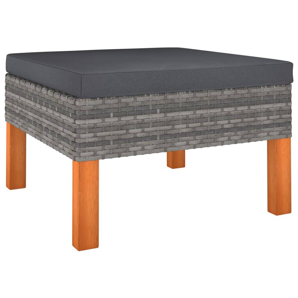 Helloshop26 - Salon de jardin meuble d'extérieur ensemble de mobilier 4 pièces avec coussins résine tressée gris - Imagen 4
