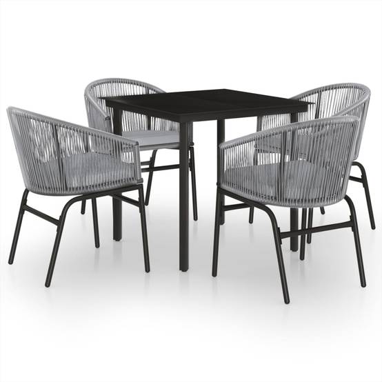 Ensemble Repas Jardin 4P Rotin PVC avec Coussins Gris – ComfortXL Outdoor Living - Image 2