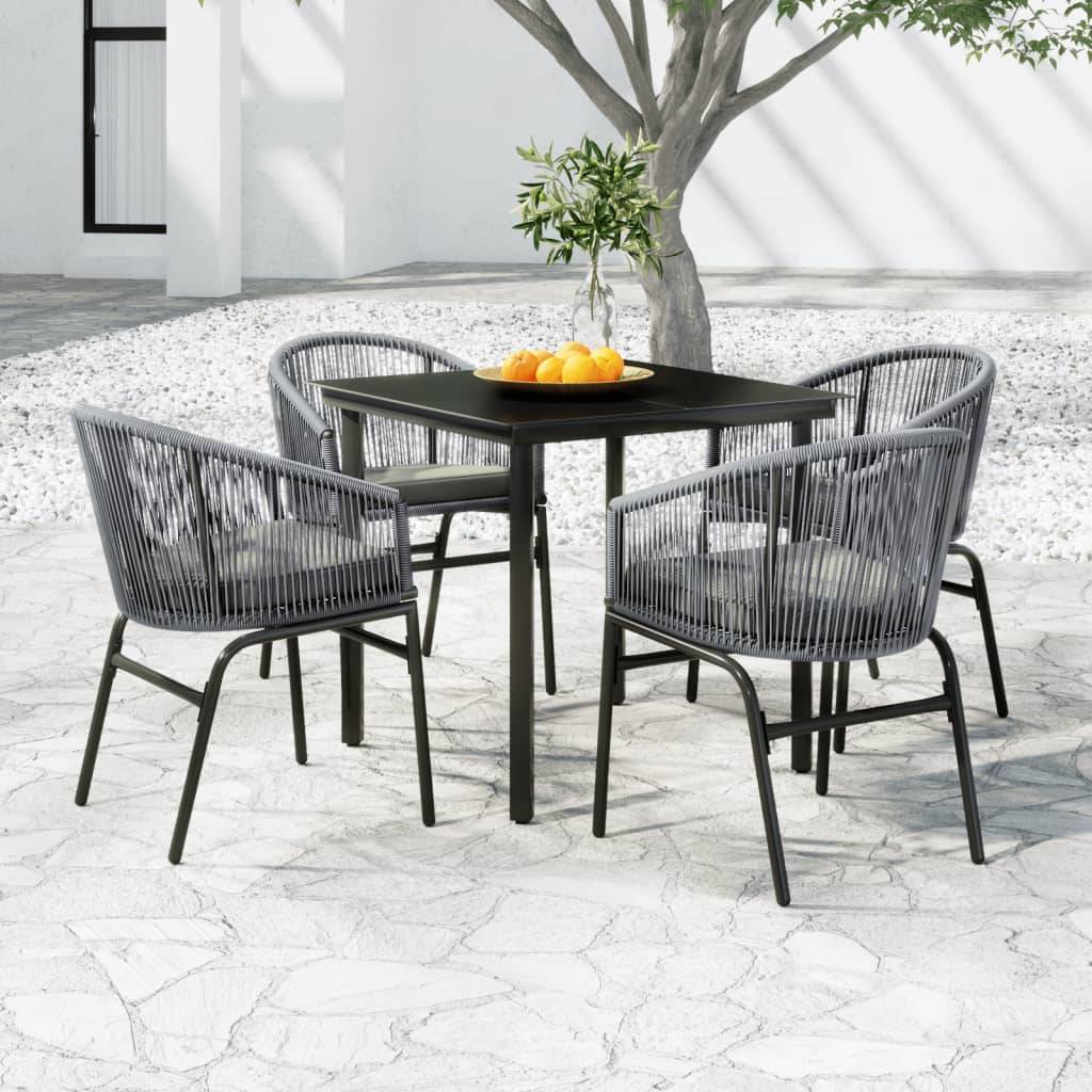 Ensemble Repas Jardin 4P Rotin PVC avec Coussins Gris – ComfortXL Outdoor Living - Image 1
