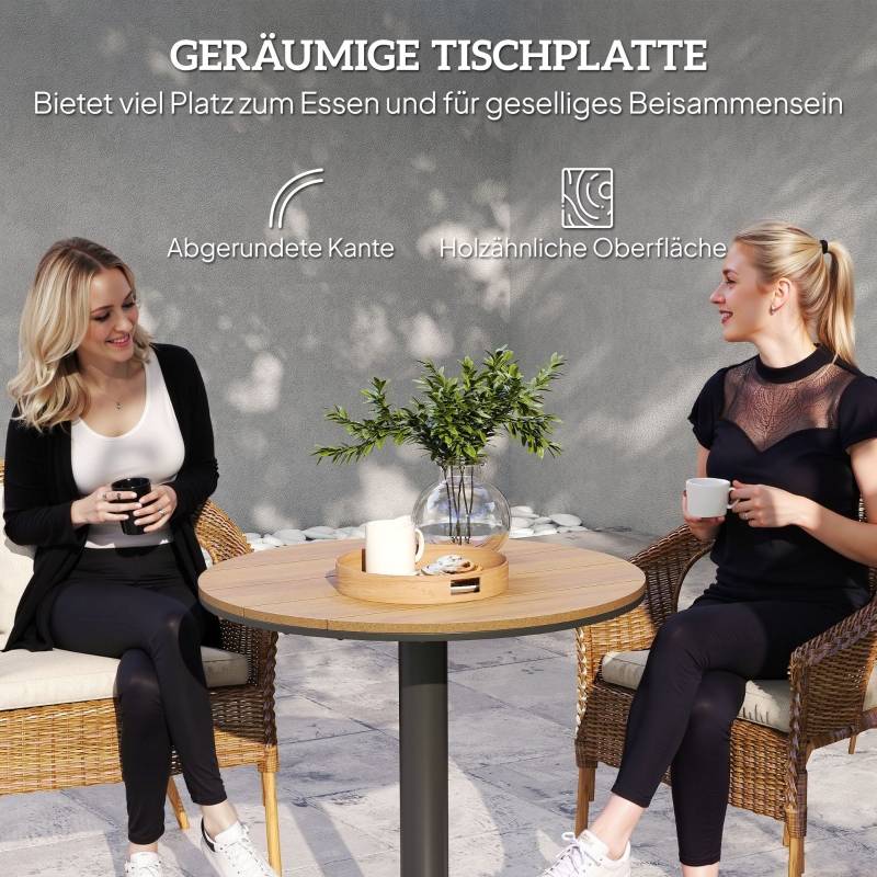 Table ronde design lamellaire Ø70cm aspect bois naturel acier résistant intempéries - Image 4