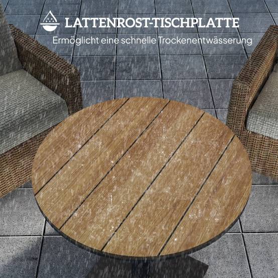 Table ronde design lamellaire Ø70cm aspect bois naturel acier résistant intempéries - Image 5
