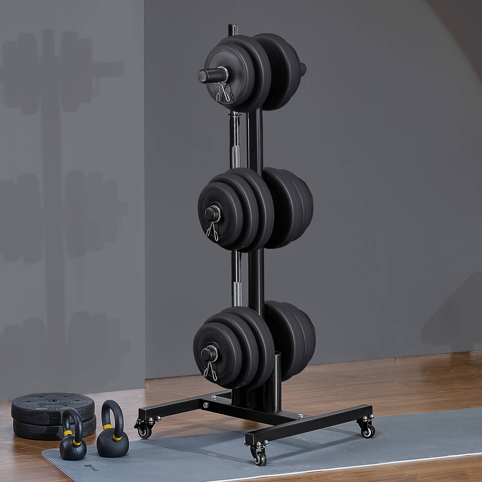 Vevor - VEVOR Support haltères vertical, rack disques 50,8 mm, charge 454 kg, roues. - Image 8