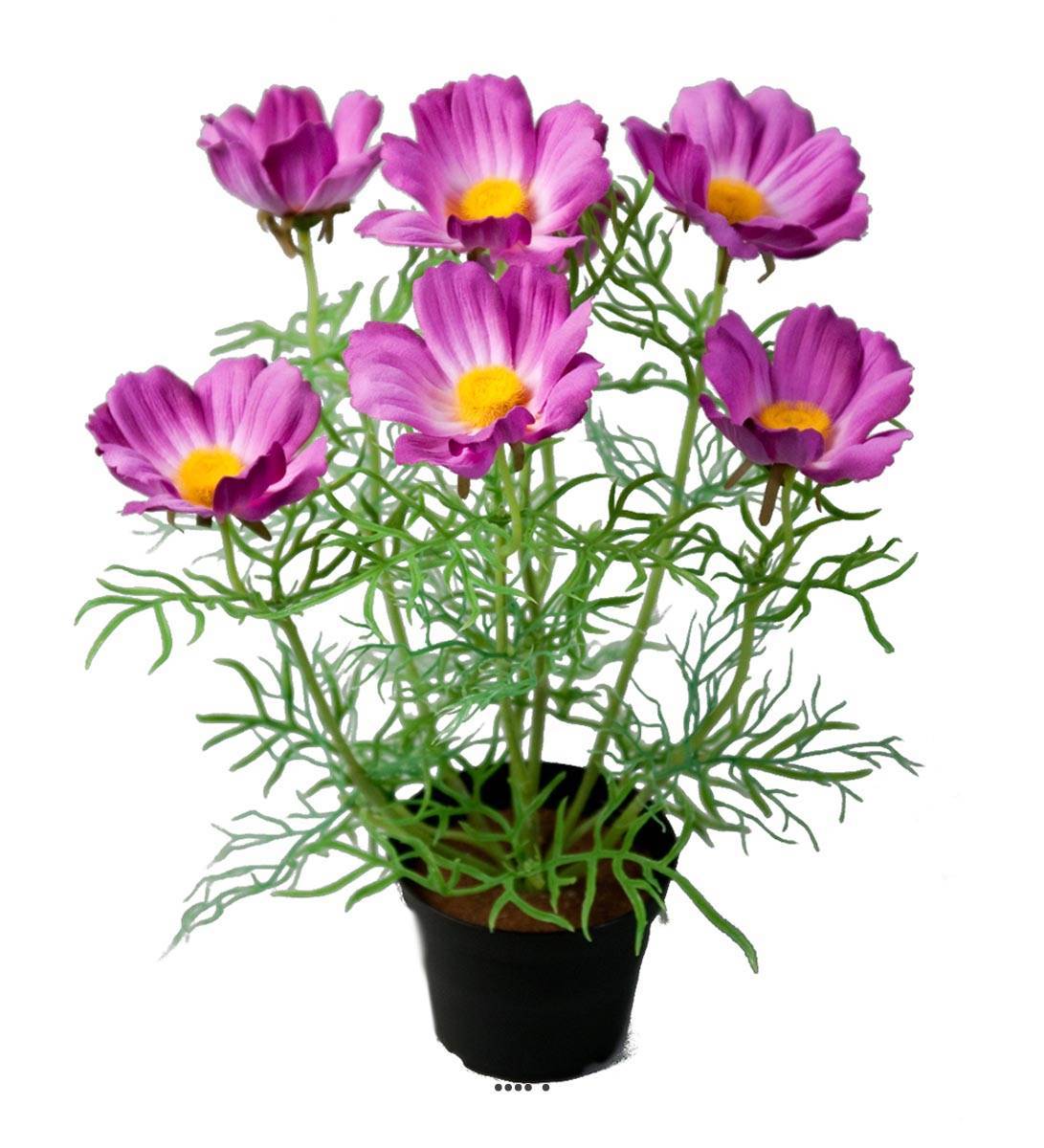 Artificielles - Cosmos fleuries artificielle en pot H 40 cm Pourpre-rose - couleur: Pourpre-rose 331 - Imagen 1