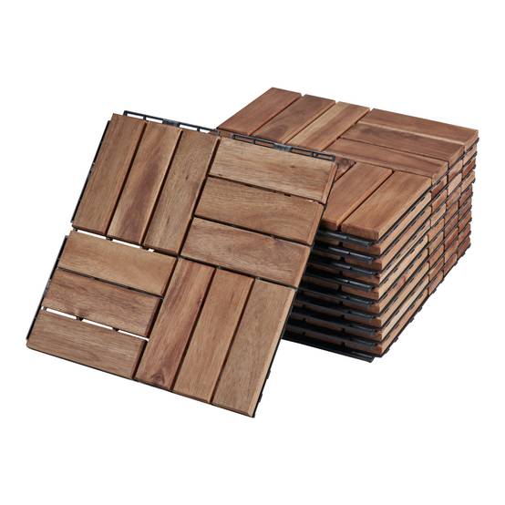 Casa.Pro - Conjunto de 10 losas de jardín Alliste de madera de acacia de 12 listones 0,9 m² casa.pro - Imagen 1