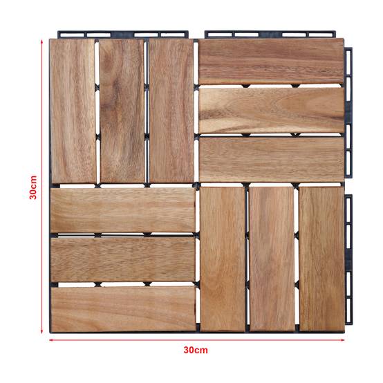 Casa.Pro - Conjunto de 10 losas de jardín Alliste de madera de acacia de 12 listones 0,9 m² casa.pro - Imagen 5