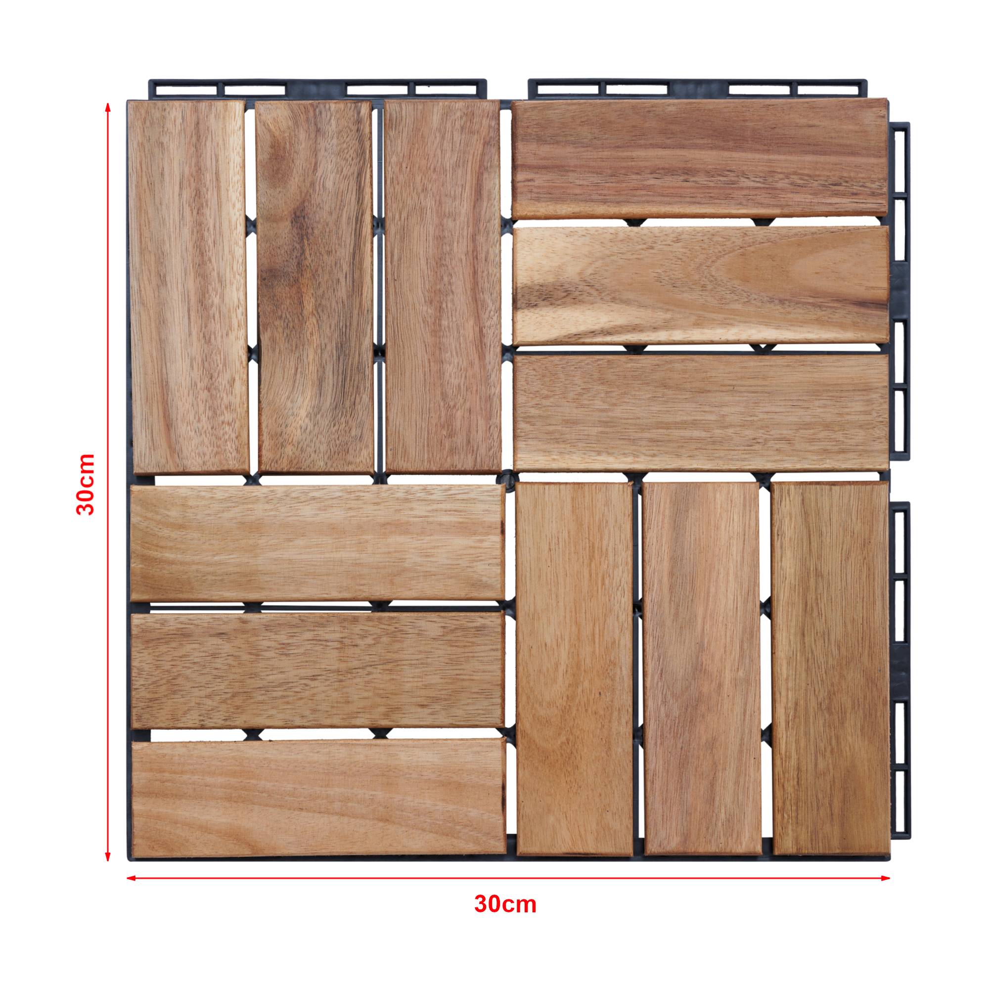 Casa.Pro - Conjunto de 10 losas de jardín Alliste de madera de acacia de 12 listones 0,9 m² casa.pro - Imagen 5