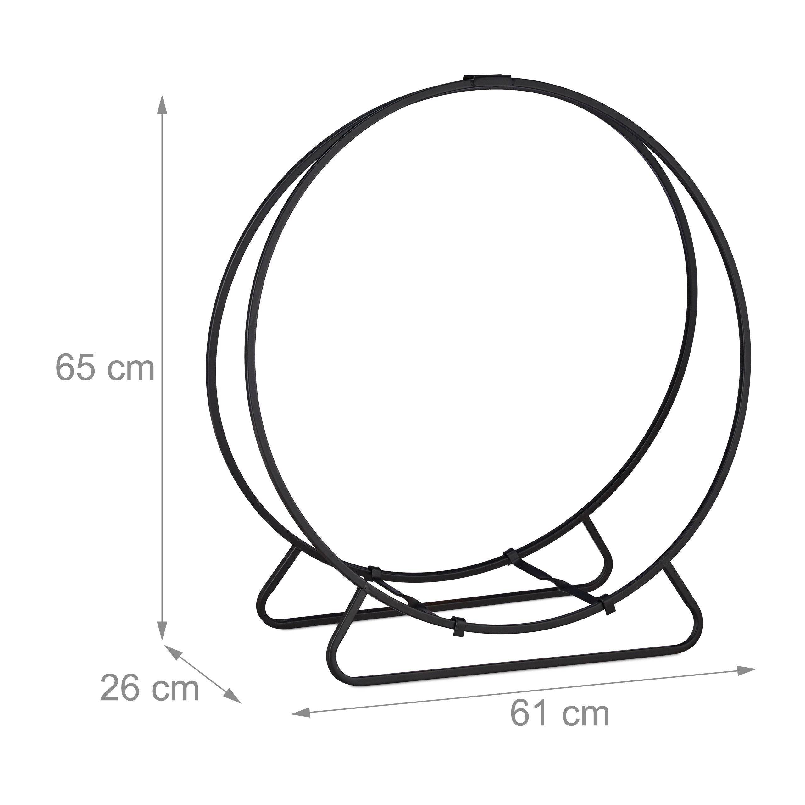 Helloshop26 - Range bûches acier étagère cercle bois rond noir - Imagen 1