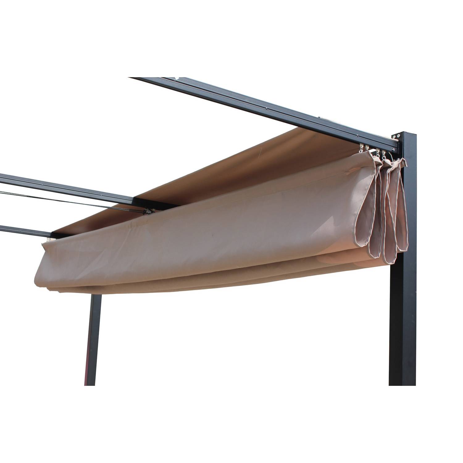 Pergola autoportante 3 x 3 m en acier avec toile taupe TUSA - Image 6