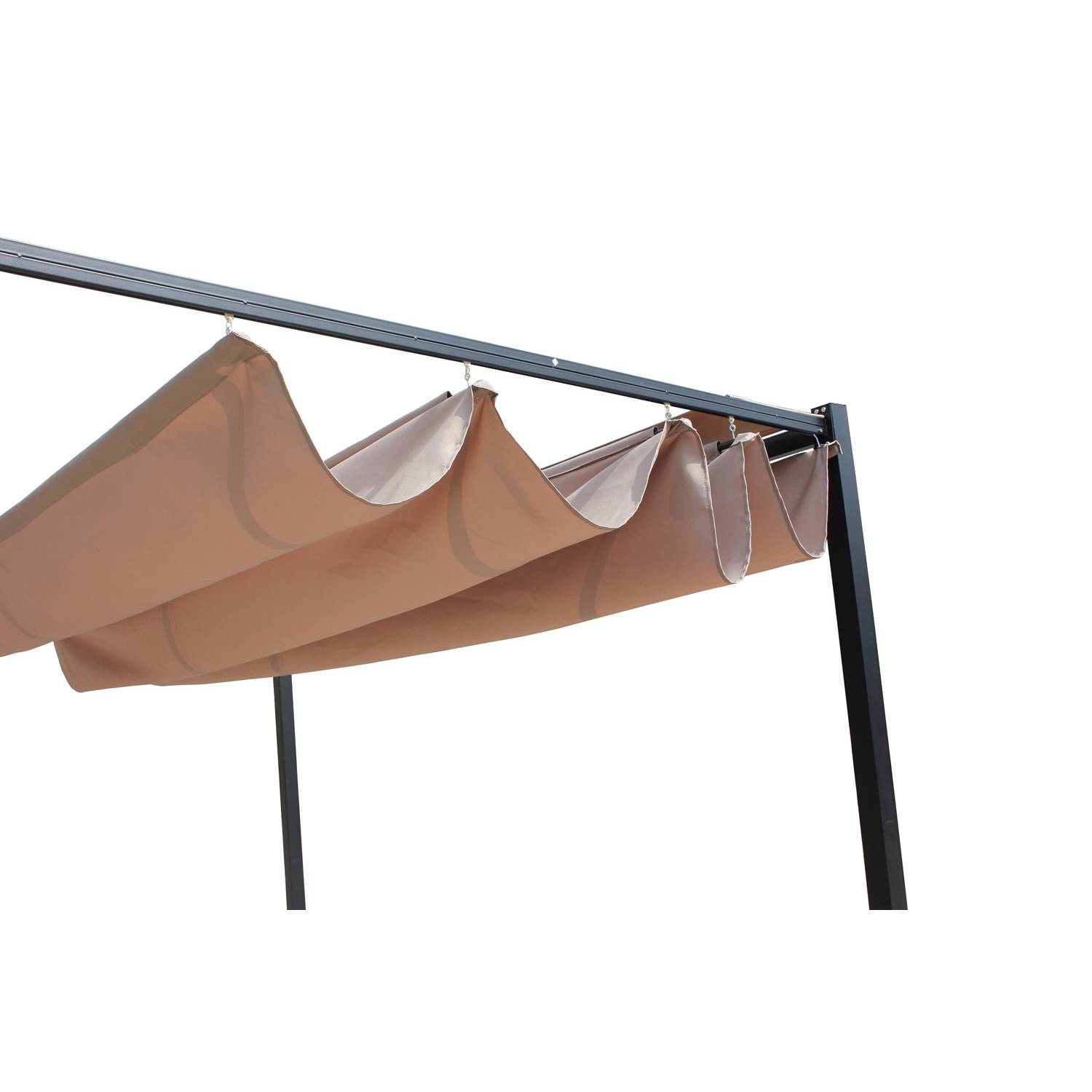 Pergola autoportante 3 x 3 m en acier avec toile taupe TUSA - Image 3