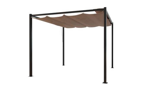 Pergola autoportante 3 x 3 m en acier avec toile taupe TUSA - Image 1