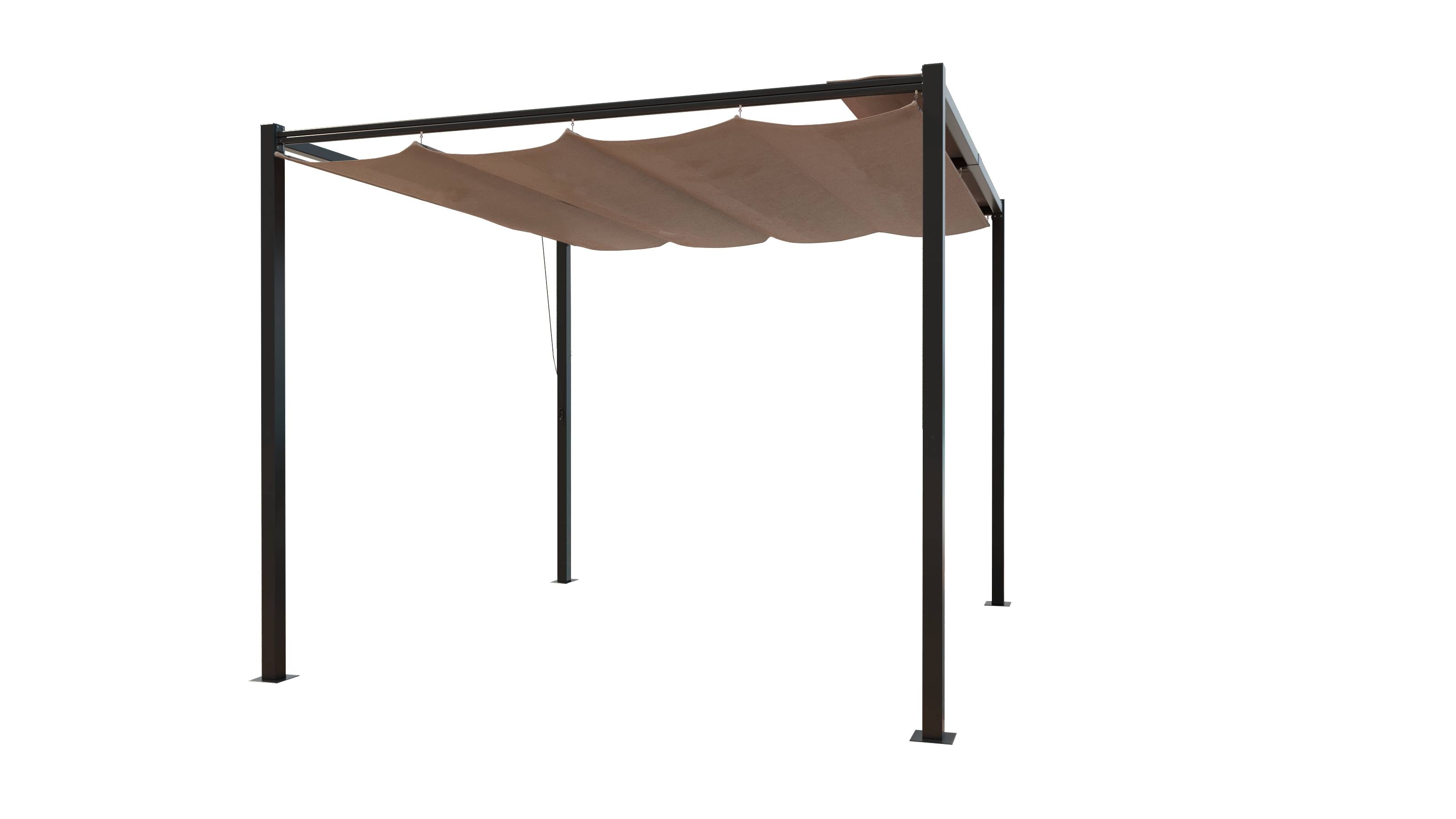 Pergola autoportante 3 x 3 m en acier avec toile taupe TUSA - Image 1