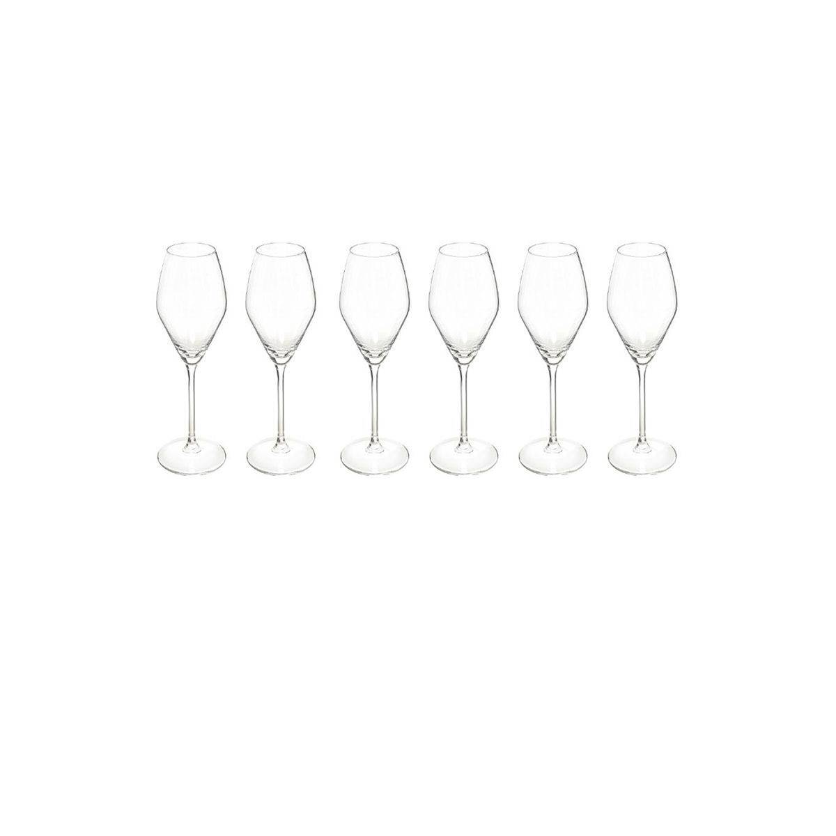 Lot de 6 Flûtes à Champagne "Silvia" 21cl Transparent