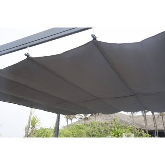 Pergola KIBA avec toit déroulant - Gris - 3 x 3 m - Image 2