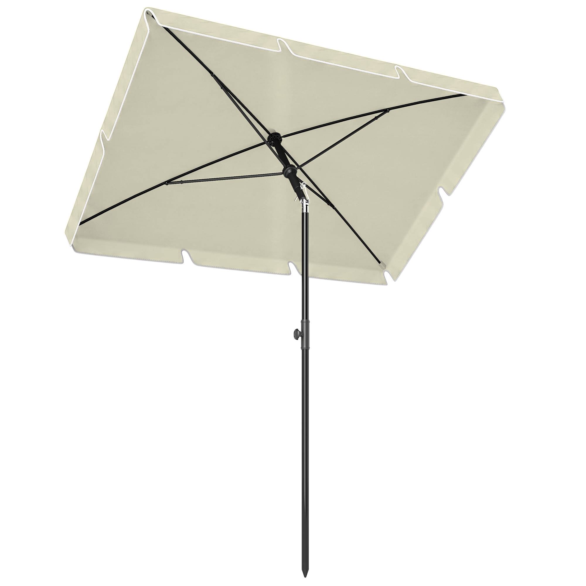 Parasol droit rectangulaire inclinable alu métal polyester haute densité 2 x 1,3 m beige clair