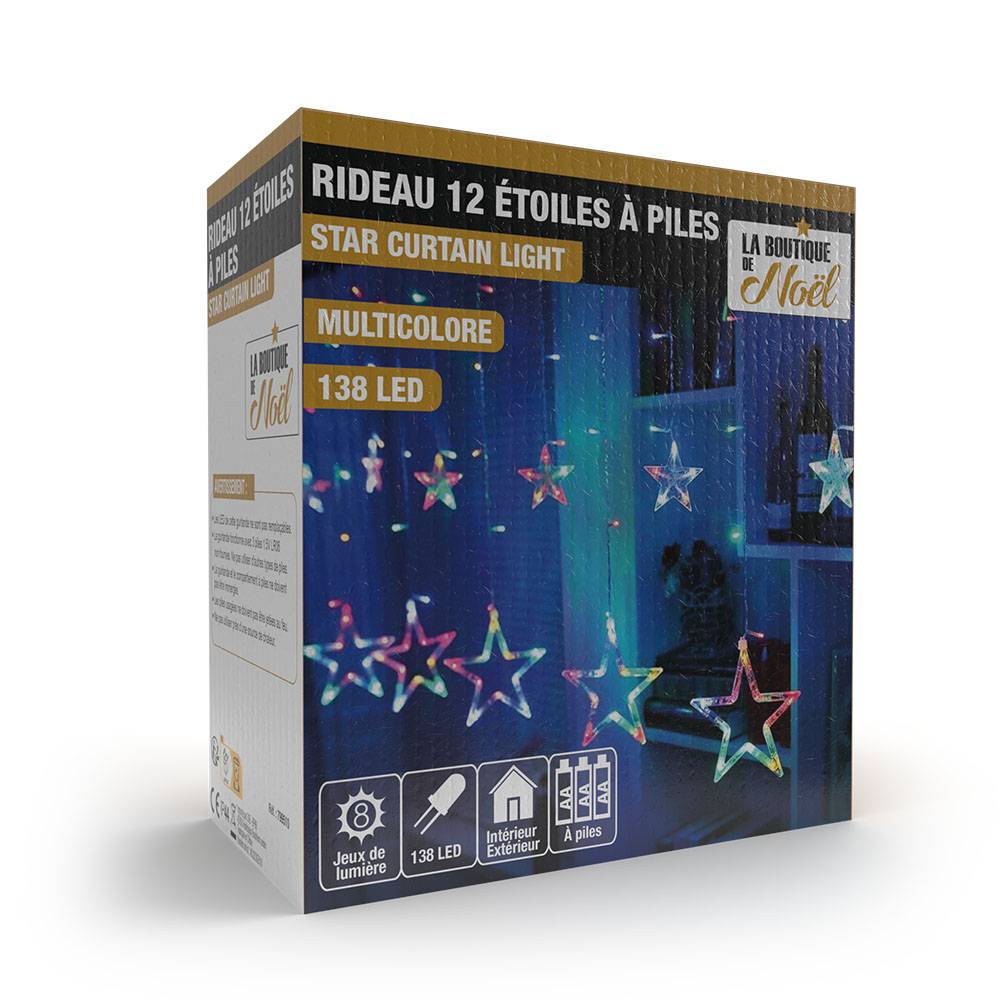 Rideaux lumineux étoilé avec LED à piles - Imagen 1