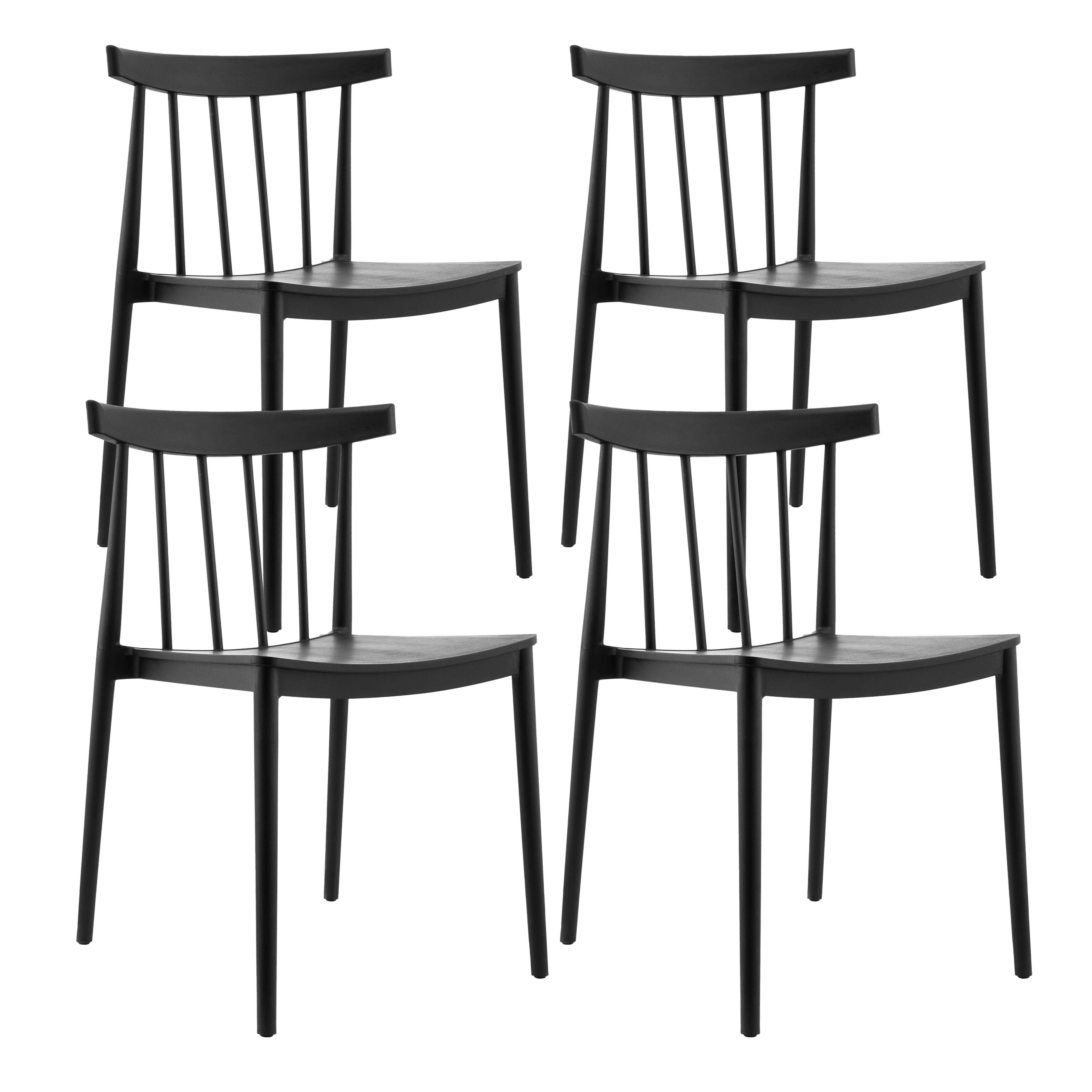 Oviala - Lot de 4 chaises de terrasse noires en plastique Lisboa - Oviala - Image 1