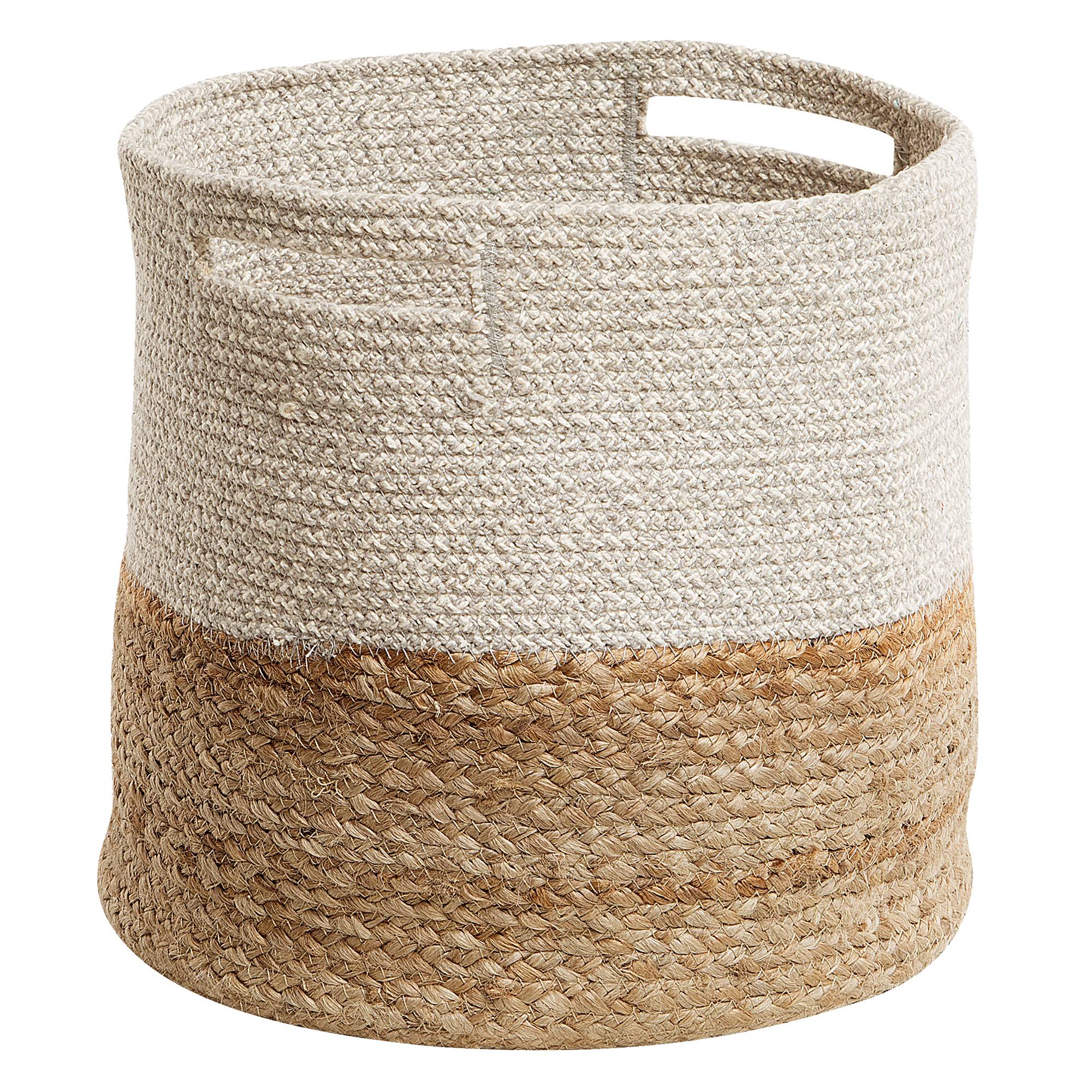 Beliani - Lot de deux Paniers en Coton et en Jute Beige et Blanc de Forme Cylindrique avec Anses solides Beliani - Imagen 5
