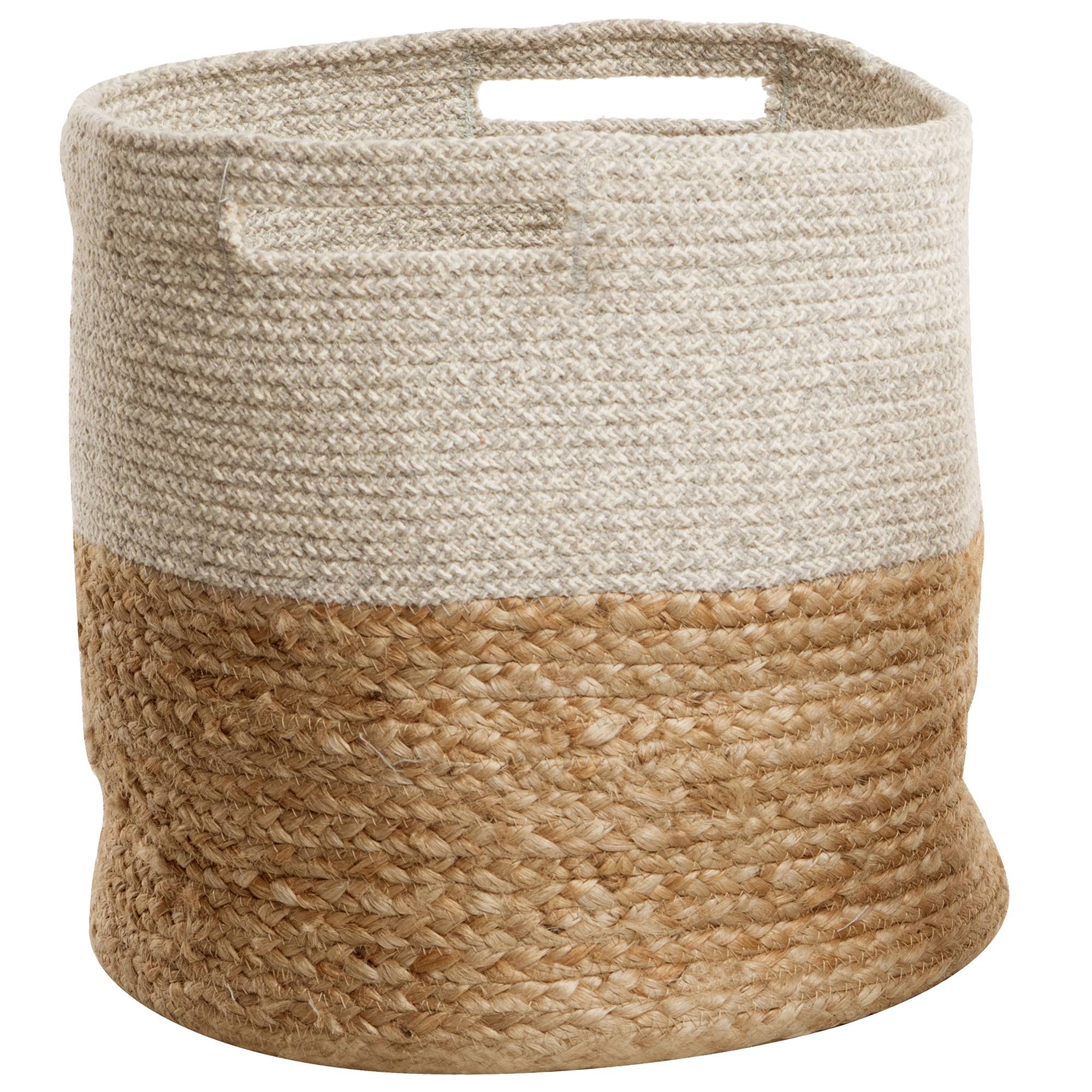 Beliani - Lot de deux Paniers en Coton et en Jute Beige et Blanc de Forme Cylindrique avec Anses solides Beliani - Imagen 4