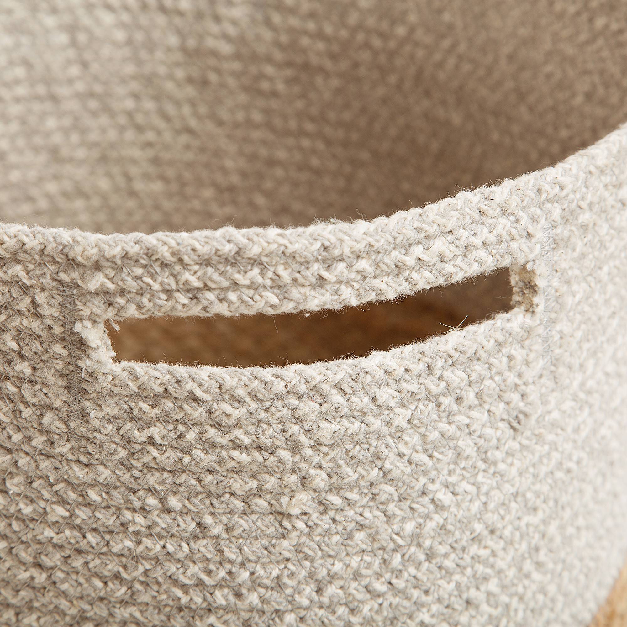 Beliani - Lot de deux Paniers en Coton et en Jute Beige et Blanc de Forme Cylindrique avec Anses solides Beliani - Imagen 6