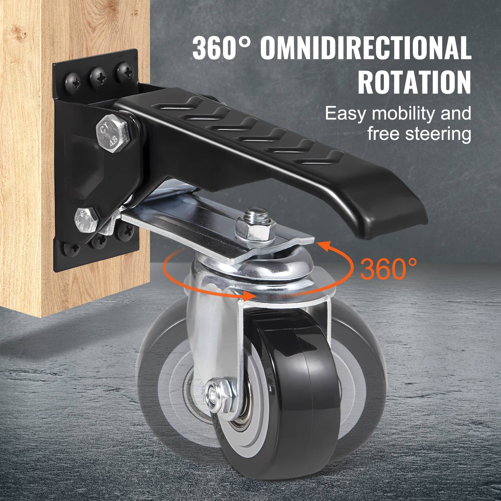 VEVOR Roulettes d'Établi Pivotantes 4 Roues Rétractables Robustes Charge 74,8 kg - Image 5