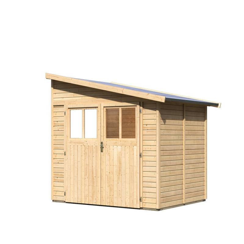 Abri de jardin adossé 4,18m² bois massif 19mm marron avec embase Karibu Bomlitz 2 - Image 4