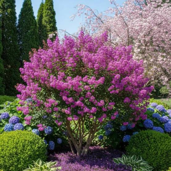 Lilas des Indes Pecharmant, Lagerstroemia à fleurs Violette - feuillage Caduc - Pot de 3L - Touffe- hauteur à maturité De 1,00 m à 1,50 m - Image 3