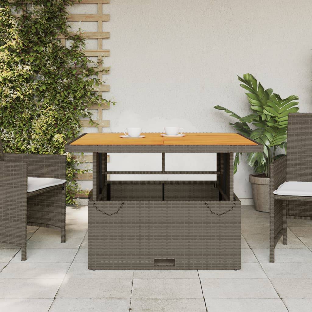 ComfortXL - Table de Salon de Jardin Grise 110x110cm à Hauteur Réglable, Résine Tressée et Bois Massif – ComfortXL Outdoor Living - Image 3