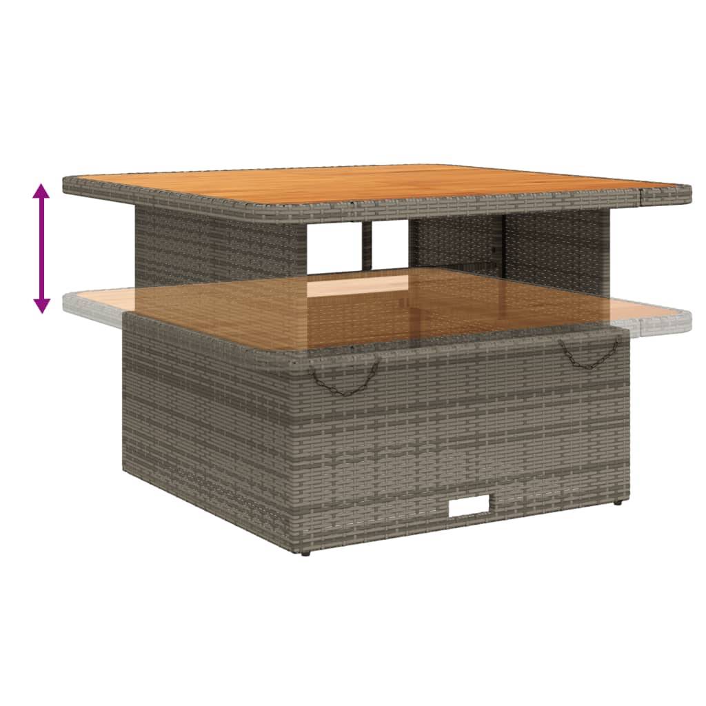 ComfortXL - Table de Salon de Jardin Grise 110x110cm à Hauteur Réglable, Résine Tressée et Bois Massif – ComfortXL Outdoor Living - Image 4