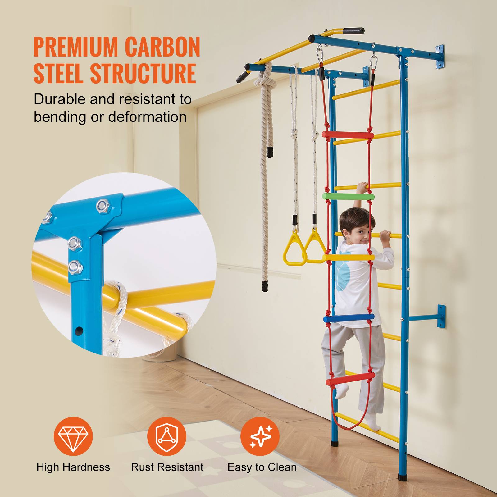 Ensemble Jeu Enfants Gymnase Jungle - Kit Intérieur Extérieur Avec Balançoire, Échelle, Toboggan Et Anneaux