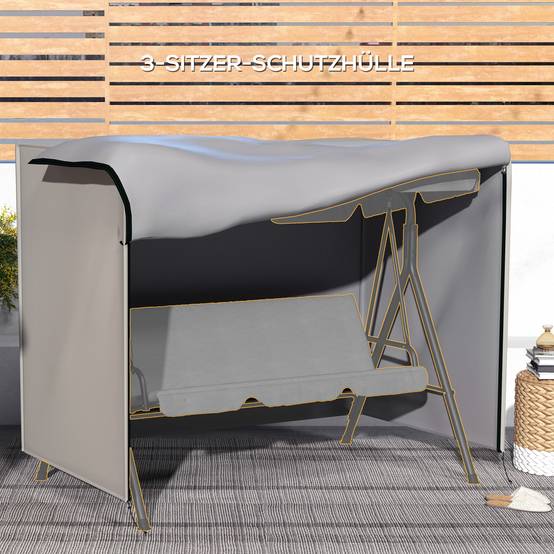 Housse de Protection Balancelle Polyester Résistant Intempéries 205x124x164cm Gris - ComfortXL Outdoor Living - Image 7