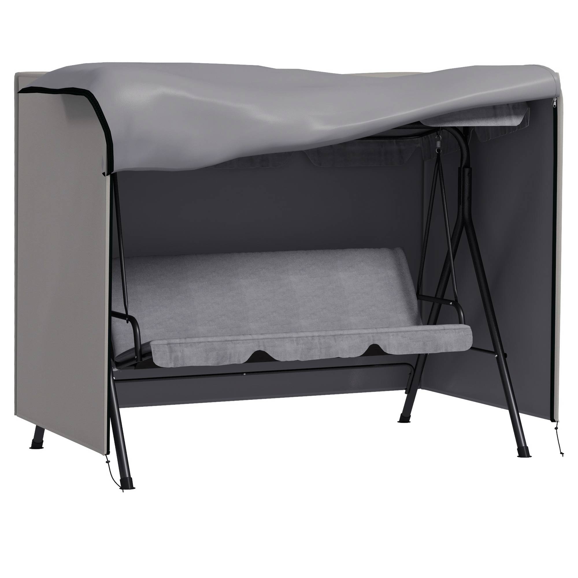 Housse de Protection Balancelle Polyester Résistant Intempéries 205x124x164cm Gris - ComfortXL Outdoor Living - Image 1