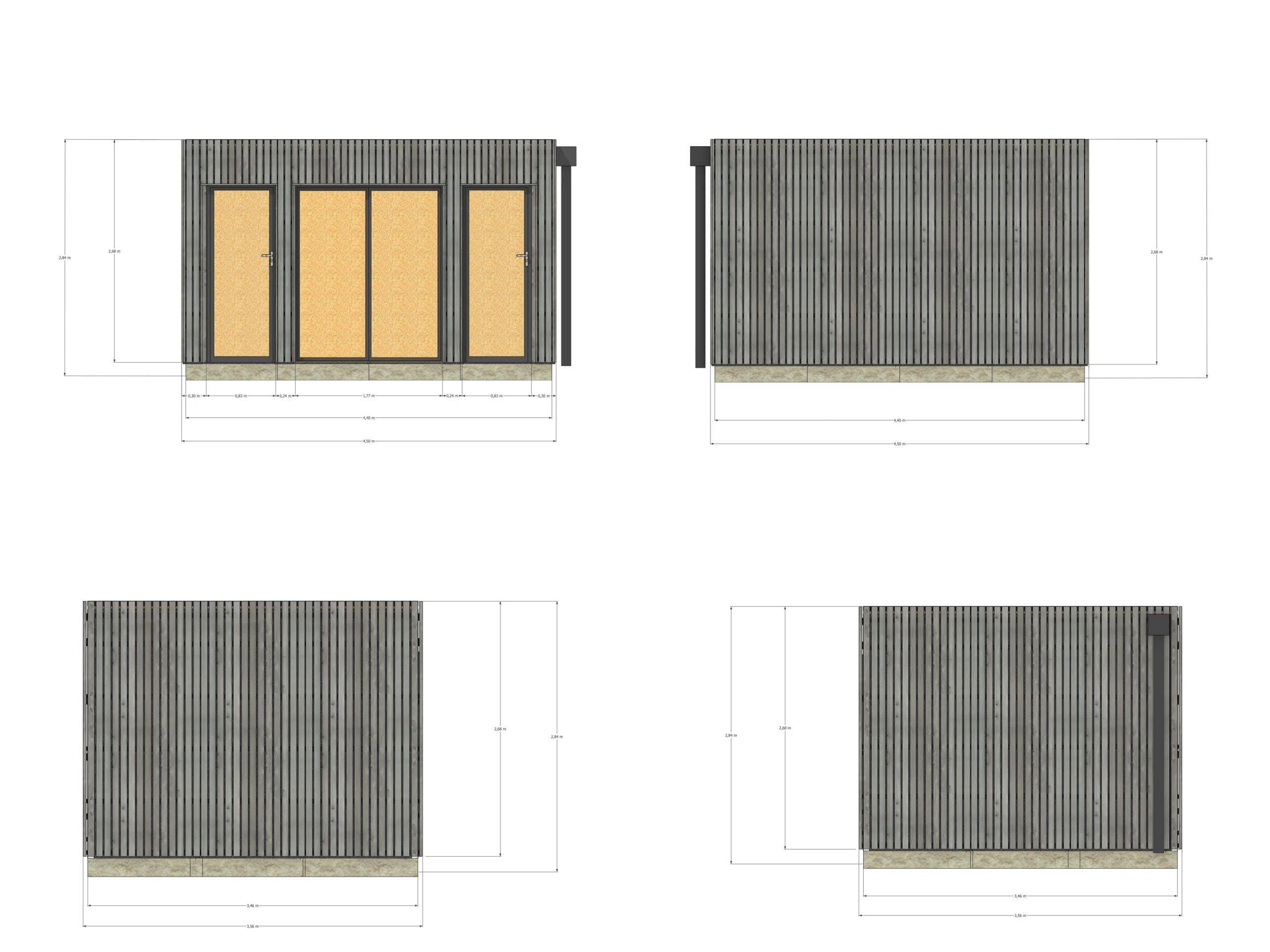 Sans Marque - Extension maison en bois en bois 4,4 x 3,5 x 2,7 m - Imagen 4