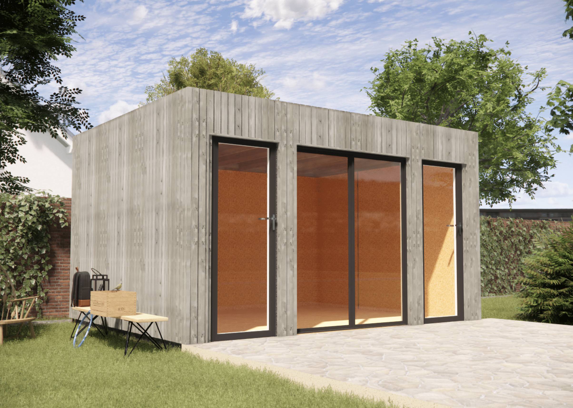 Sans Marque - Extension maison en bois en bois 4,4 x 3,5 x 2,7 m - Imagen 1