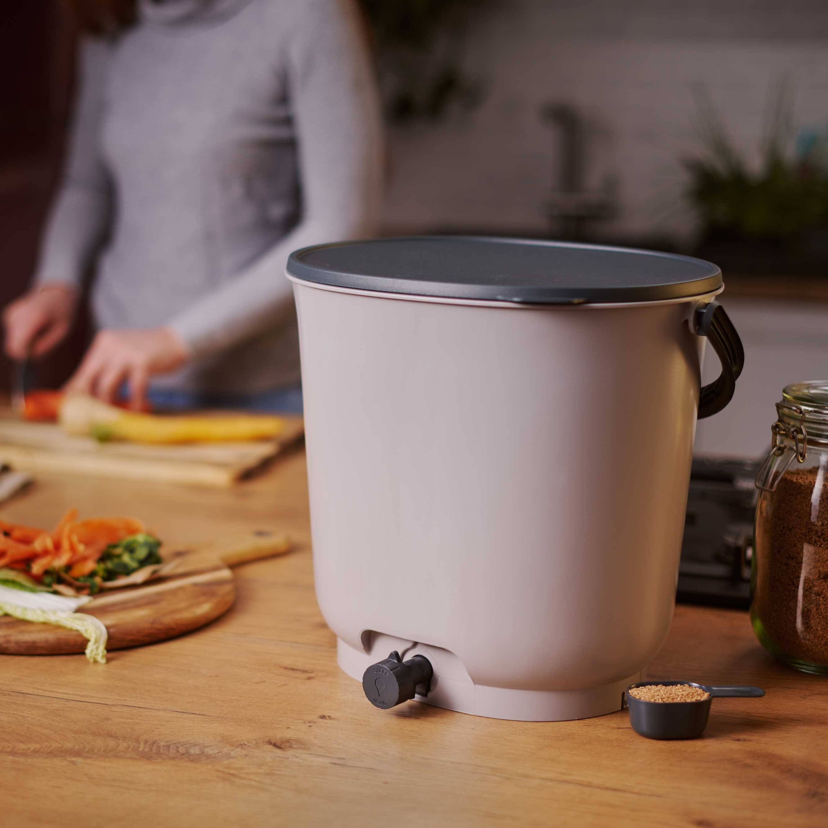 Composteur Bokashi en Plastique recyclé, gris, 15,3L +1Kg Activateur - Imagen 3