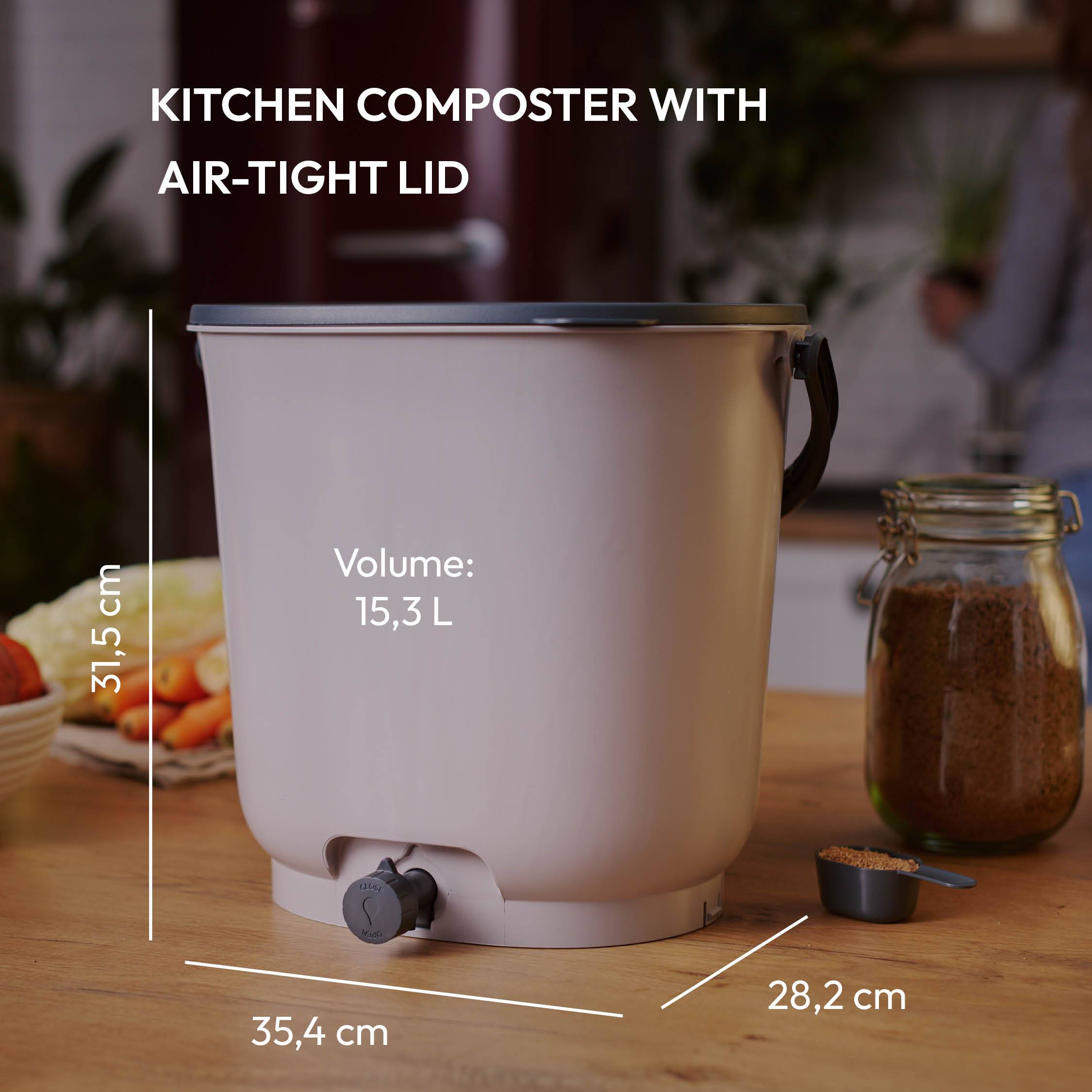 Composteur Bokashi en Plastique recyclé, gris, 15,3L +1Kg Activateur - Imagen 2