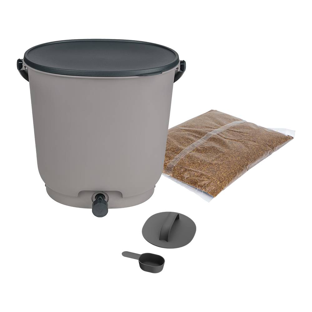 Composteur Bokashi en Plastique recyclé, gris, 15,3L +1Kg Activateur - Imagen 1
