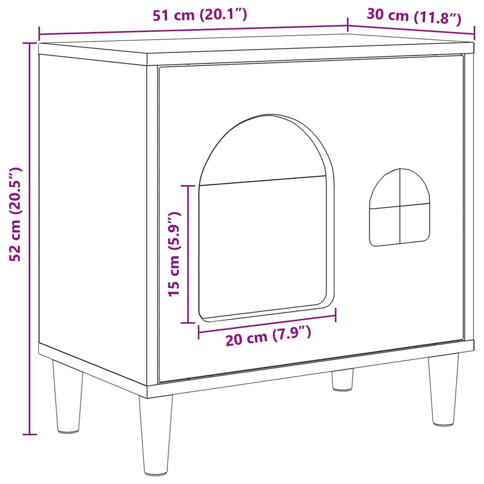 Vidaxl - Maison pour chat Gris Sonoma 51 x 30 x 52 cm Bois d'ingénierie vidaXL 8000668 - Image 3