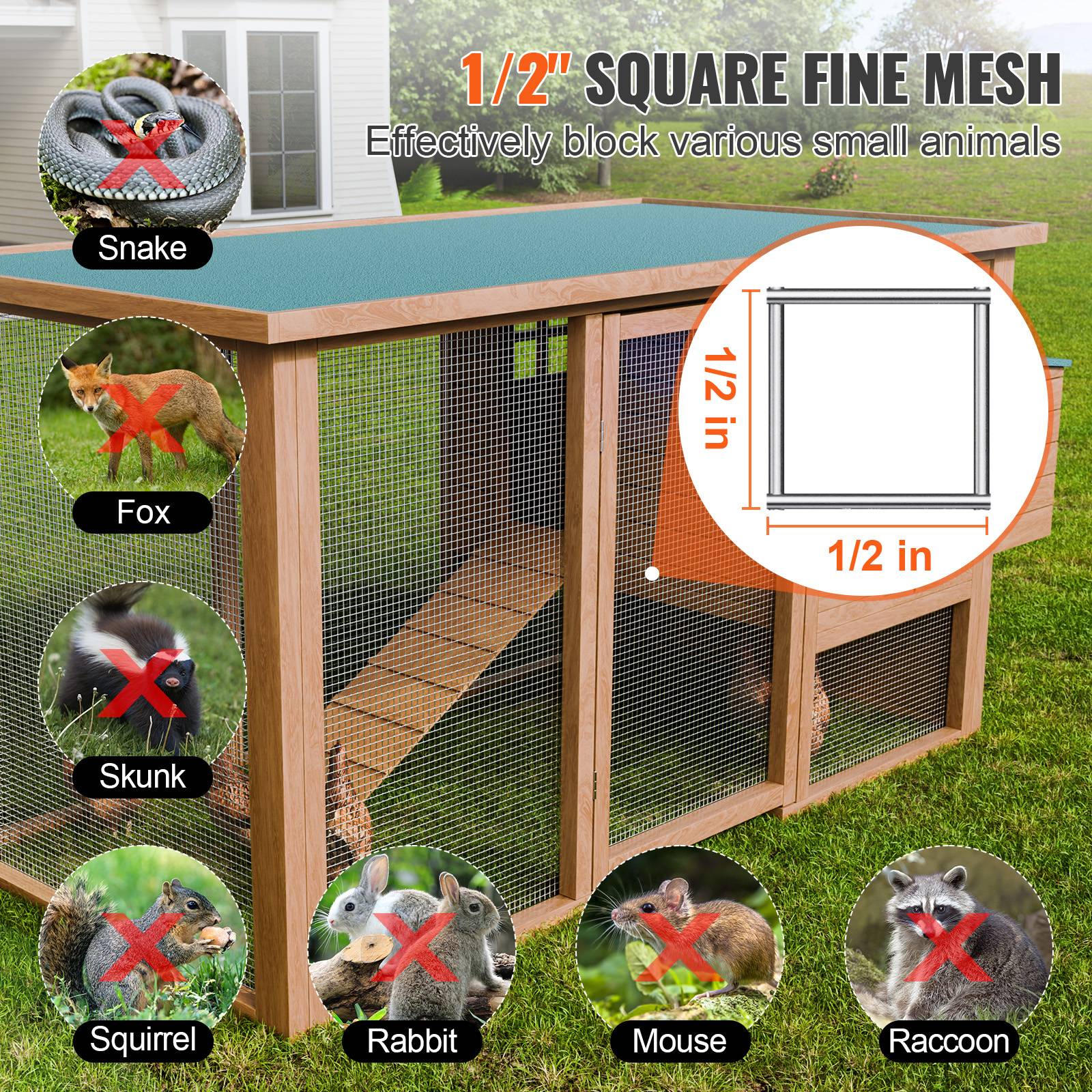 Vevor - VEVOR Grillage soudé galvanisé 915mmx1524 cm, maille 12,7mm, calibre 19, clôture jardin, cages à lapins. - Image 4