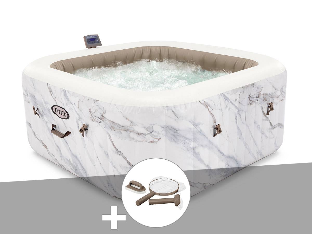 Kit spa gonflable Intex PureSpa Calacatta carré Bulles 4 places + Kit d'entretien - Imagen 1