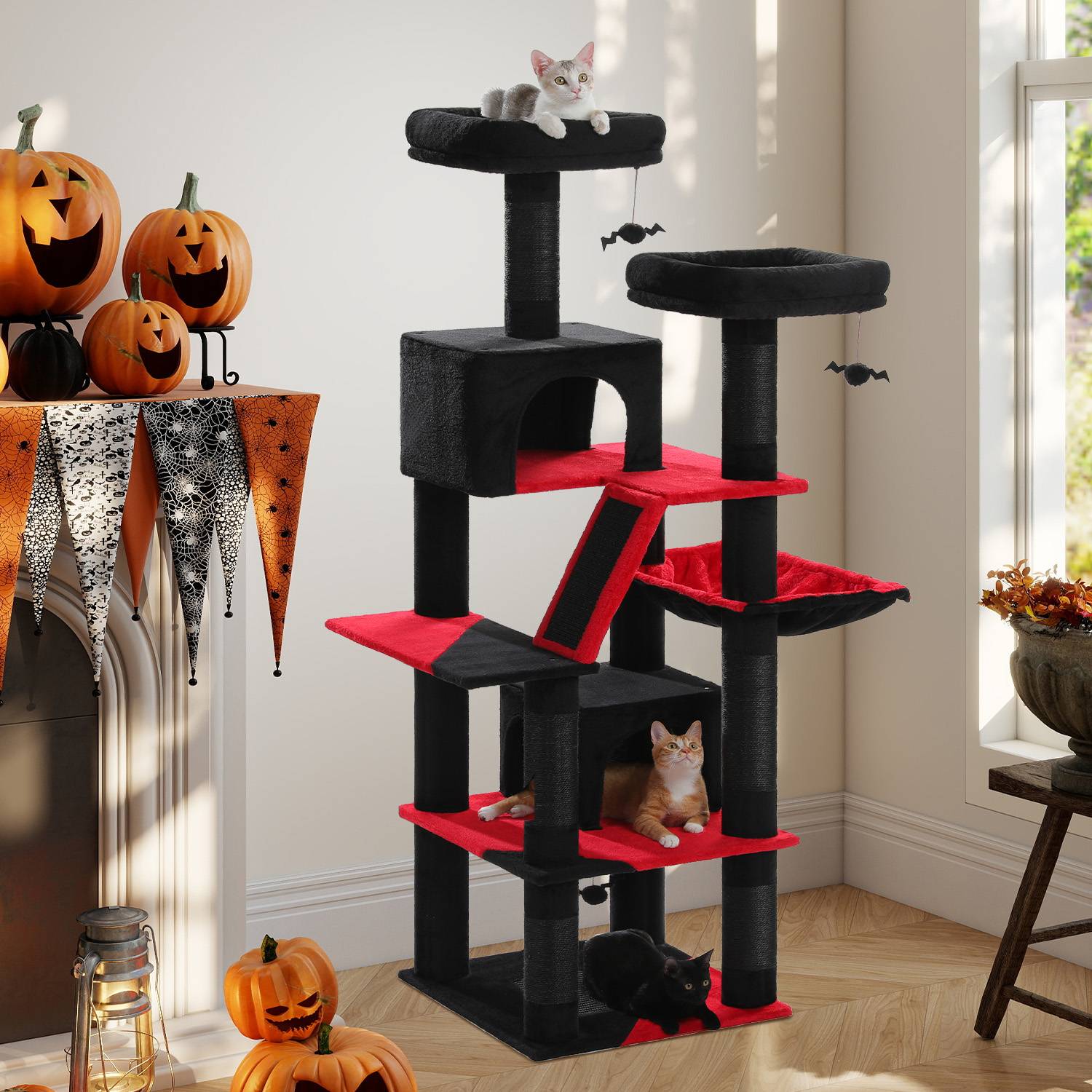 Pawzroad - Grand Arbre à Chat Multi-Niveaux 180 cm Gothique Noir PAWZ Road - Image 4