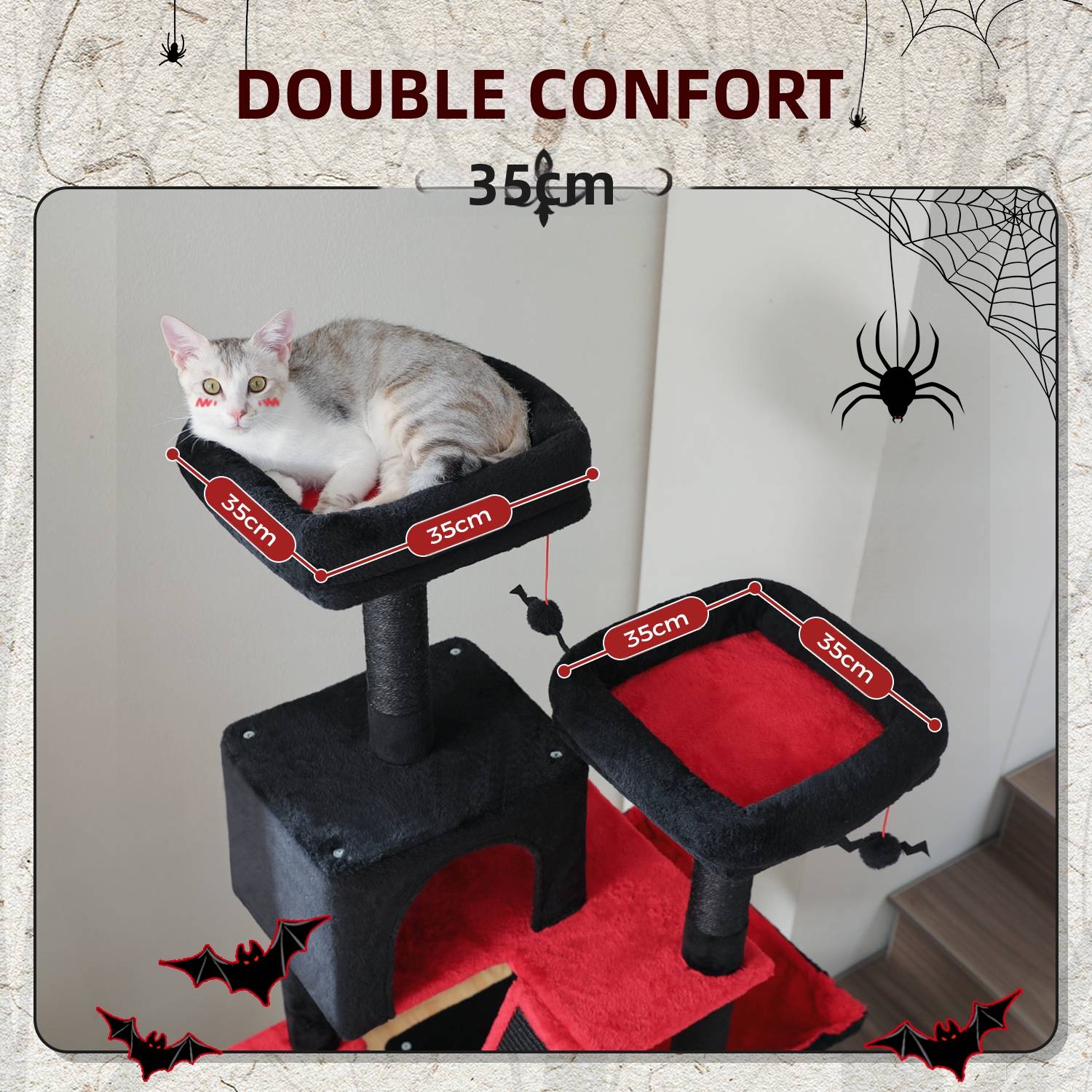 Pawzroad - Grand Arbre à Chat Multi-Niveaux 180 cm Gothique Noir PAWZ Road - Image 5