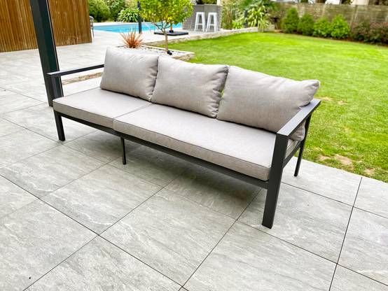 Dcb Garden - Ensemble repas de jardin 9 places en aluminium - Gris anthracite - ANTALYA - Image 3
