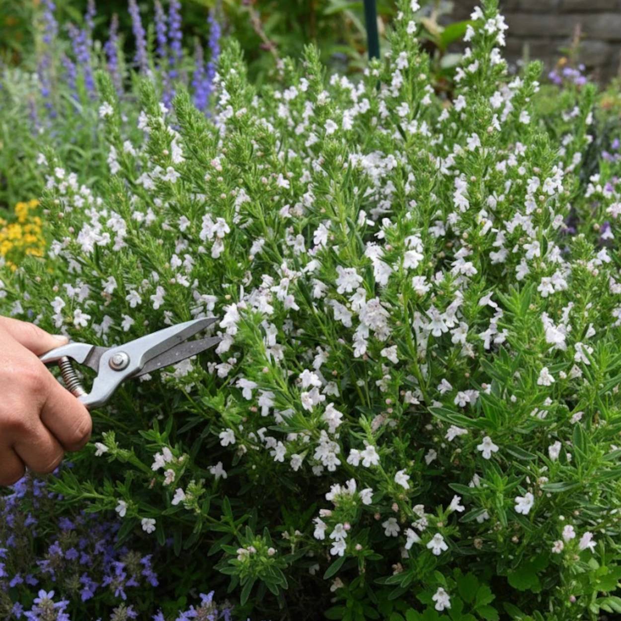 Sarriette de Grèce - Sans traitement à fleurs Blanche - feuillage Caduc - Godet - 5/20 cm-  hauteur à maturité De 0,15 m à 0,50 m
