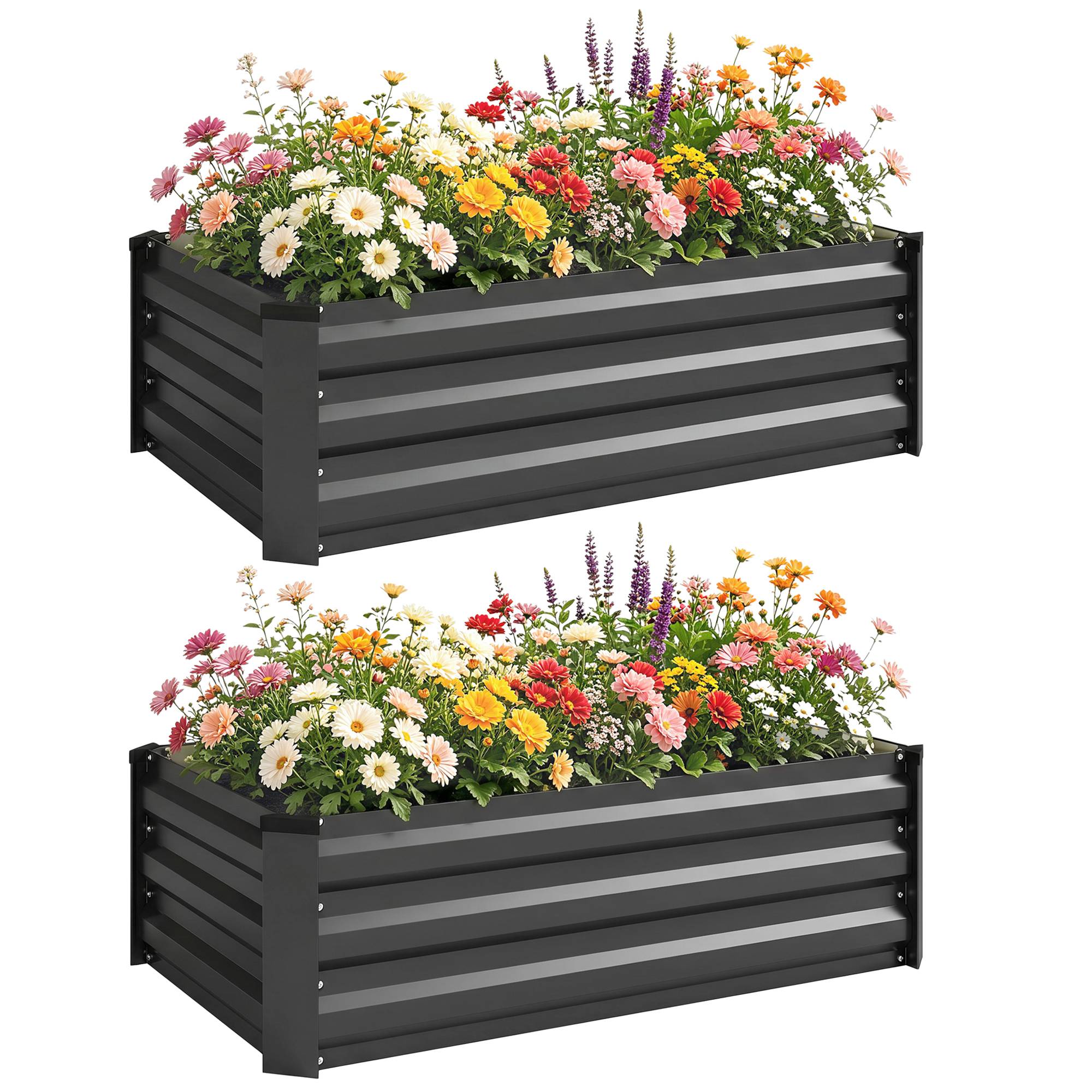 Sans Marque - Hochbeet Gartenbeet Kräuterbeet wetterbeständig offener Boden 100x60x30 cm Dunkelgrau