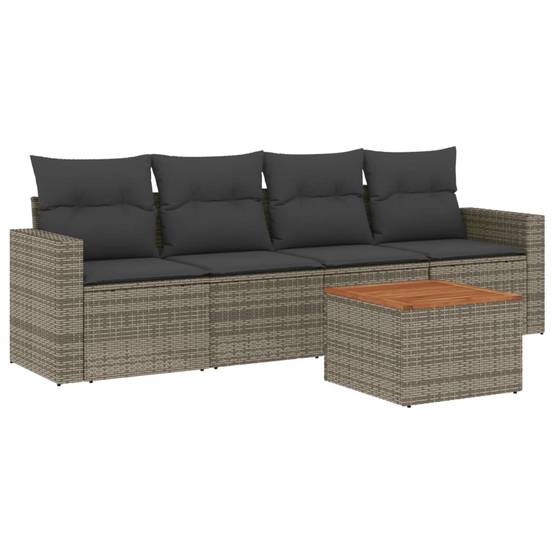 Salon de jardin résine tressée modulable pour balcon 5 pcs Gris – ComfortXL Outdoor Living - Image 2