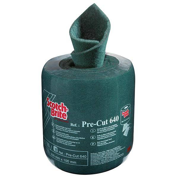 Rouleau Abrasif non tissé Scotch-Brite™ VERT prédécoupé 640 200 x 100mm 40 pièces - 3M - 11167
