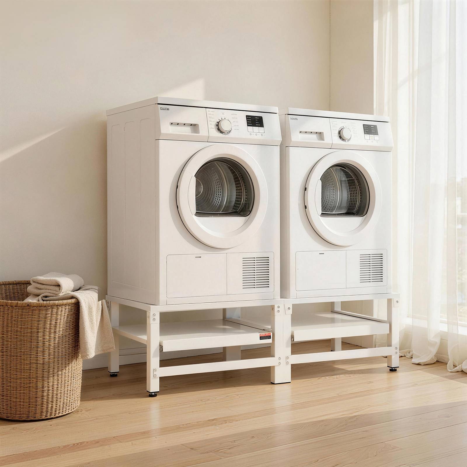 Vevor - VEVOR Socle rehausseur lave-linge 37 cm, acier, charge 318 kg, lot de 2, pieds antidérapants et antivibrations, blanc. - Image 8