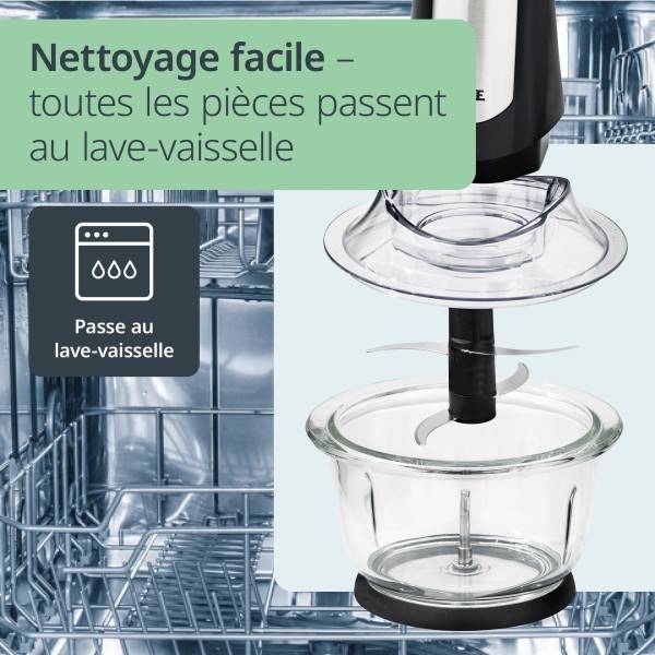 Autre - Hachoir Electrique Multi électrique - ADE - KITCHEN GADGETS - 2 vitesses - 1,2 L - Noir / Inox - Image 6