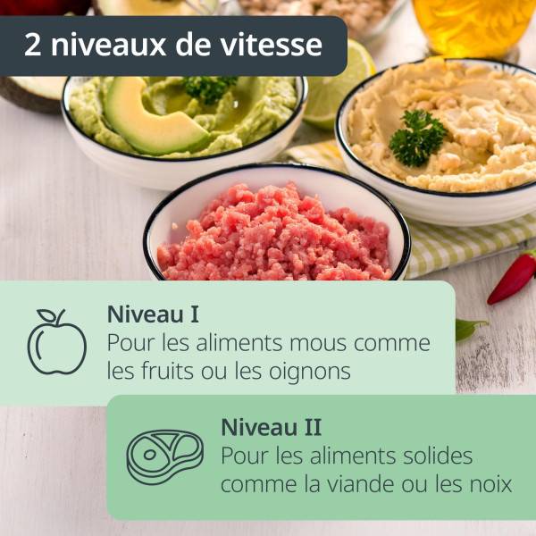Autre - Hachoir Electrique Multi électrique - ADE - KITCHEN GADGETS - 2 vitesses - 1,2 L - Noir / Inox - Image 5
