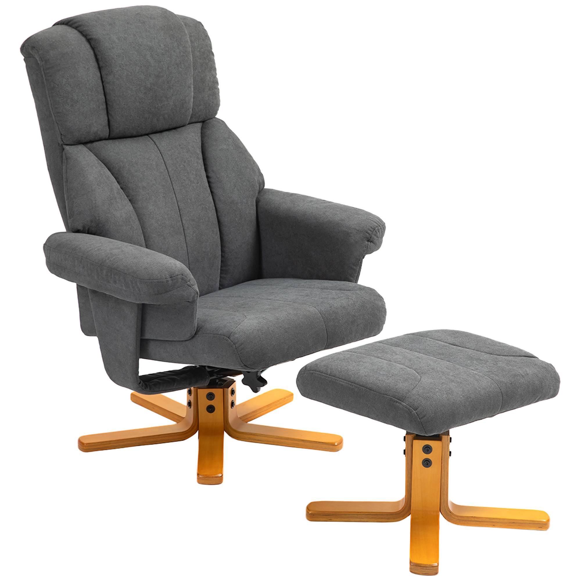 Sans Marque - Fauteuil relax avec repose-pied, fauteuil de relaxation, dossier inclinable, assise rembourrée, 79x80x104cm, gris foncé - Image 1